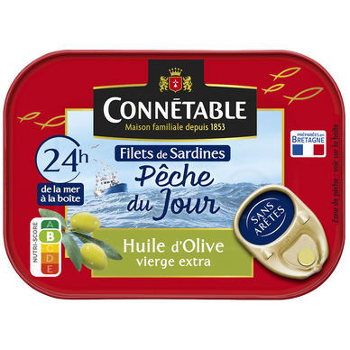 Filets de sardines Pêche du Jour huile d'olive vierge extra CONNETABLE70g