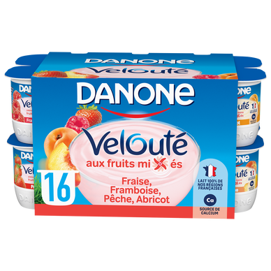 Yaourt brassé aux fruits mixés VELOUTE DANONE - 16x125g