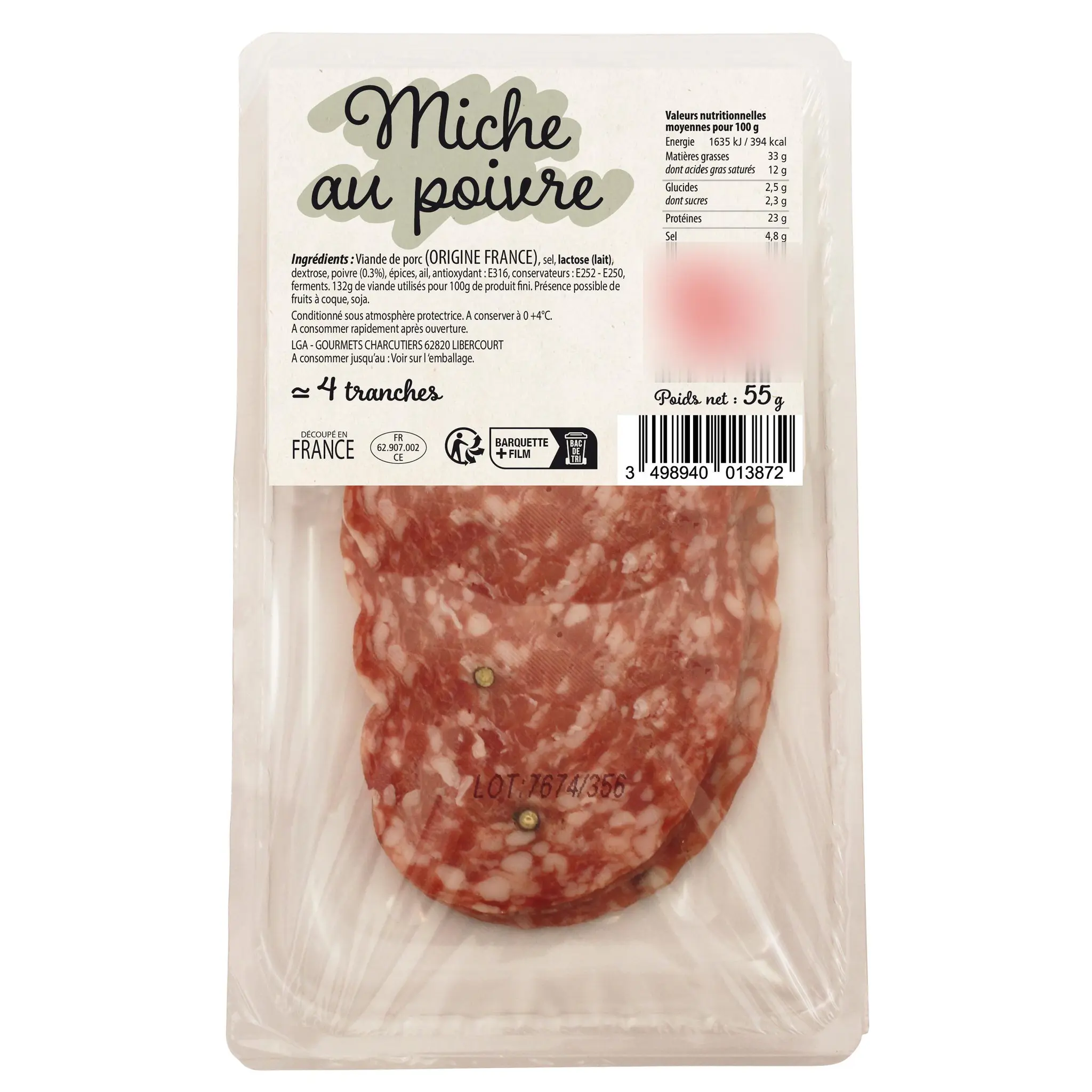 Miche au poivre tranchée