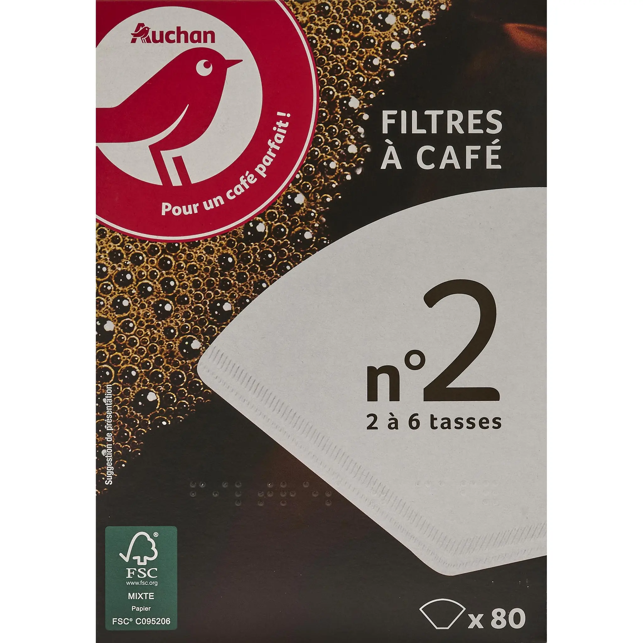 AUCHAN Filtre à café en feuille