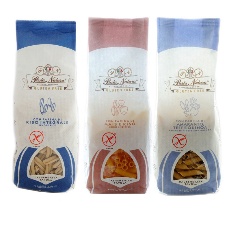 Trois Pâtes Sans Gluten Aux Céréales: Riz Complet, Maïs Et Riz, Amarante Teff Et Quinoa 250 Gr X 3 PASTA NATURA