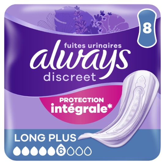 Serviettes Fuite Urinaire Long Plus Extra Sûre Discreet ALWAYS