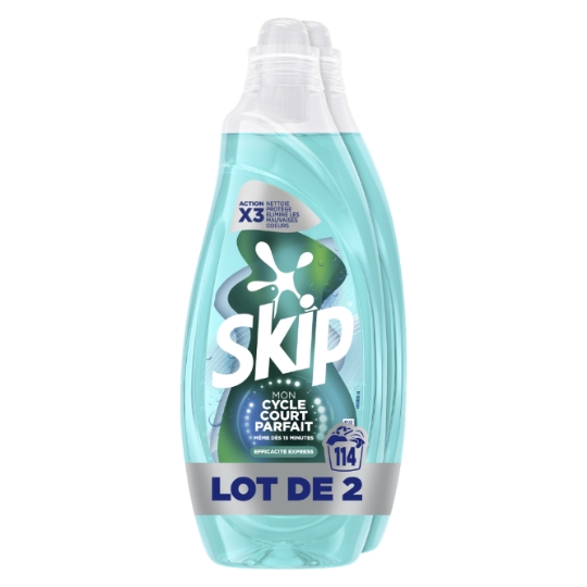 Lessive Mon Cycle Court Parfait Efficacité Express 2x57 Lavages SKIP