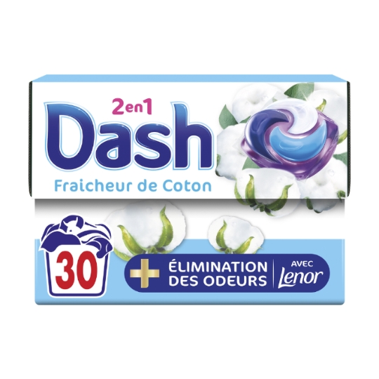Lessive en Capsules Fraîcheur de Coton DASH 2 IN 1
