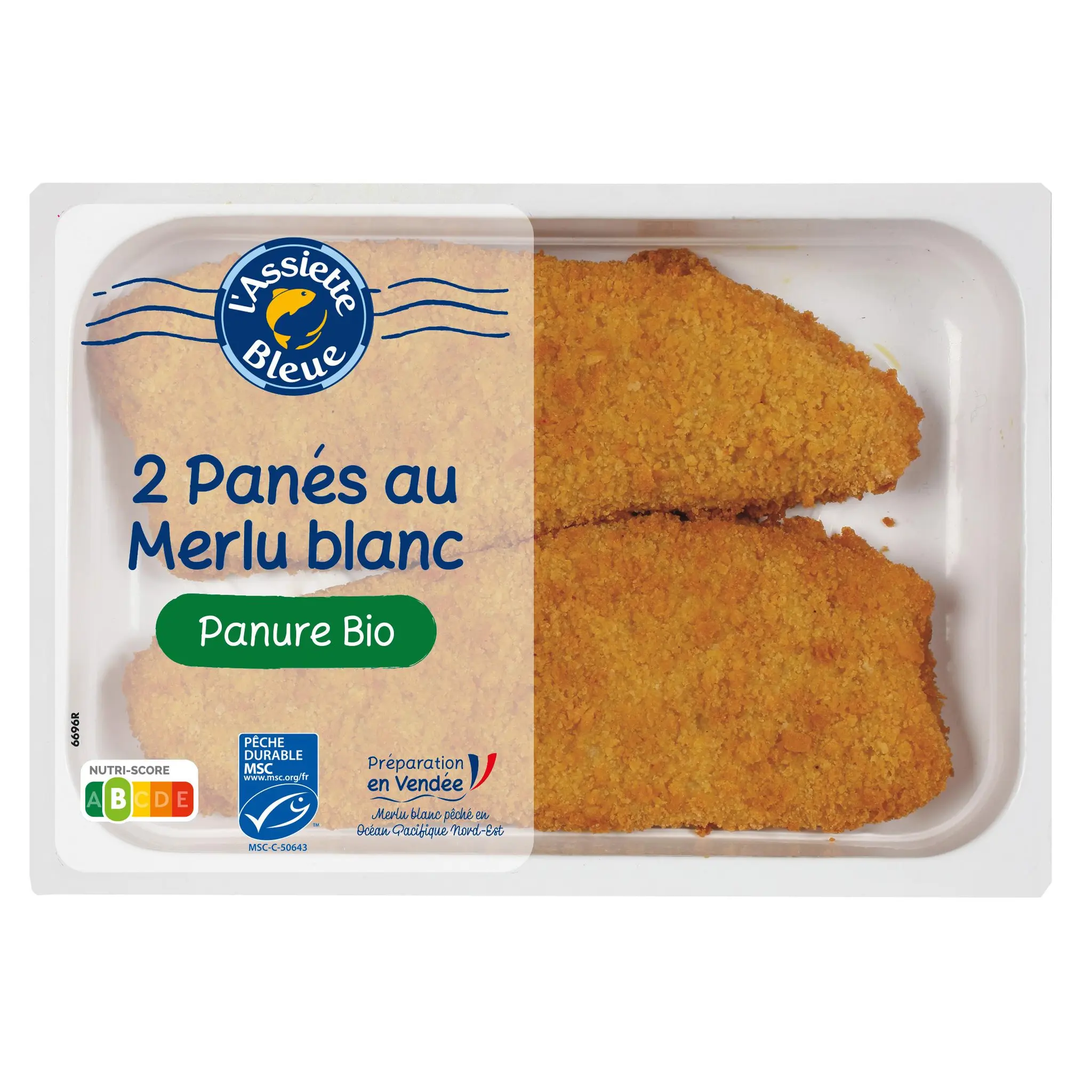 L'ASSIETTE BLEUE Panés au merlu blanc MSC panure bio