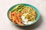 Bowl vegan carottes rôties au curcuma frais & labneh maison, Frichti (335 g)