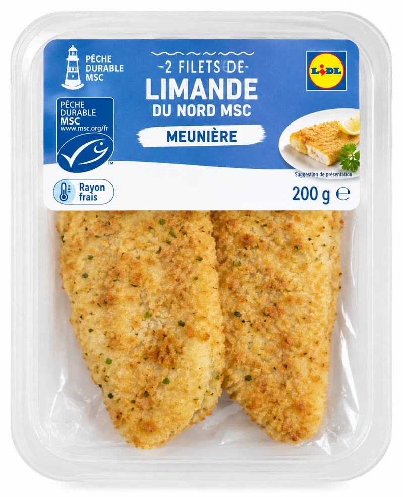 2 filets de limande du Nord MSC meunière