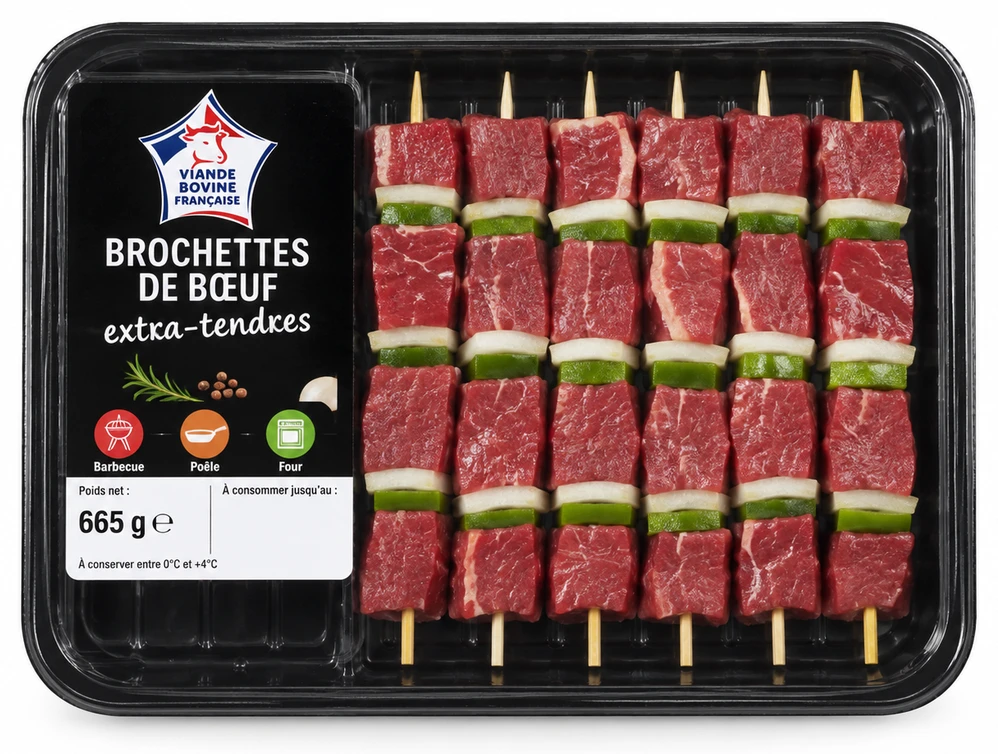 Brochettes de boeuf extra-tendres