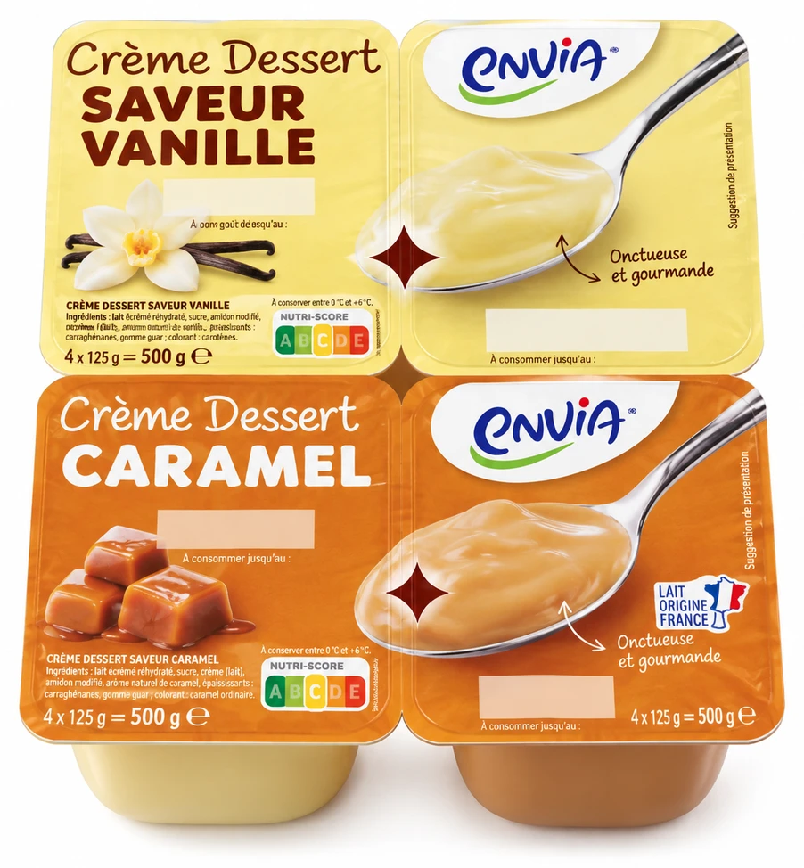 Crème dessert caramel ou saveur vanille
