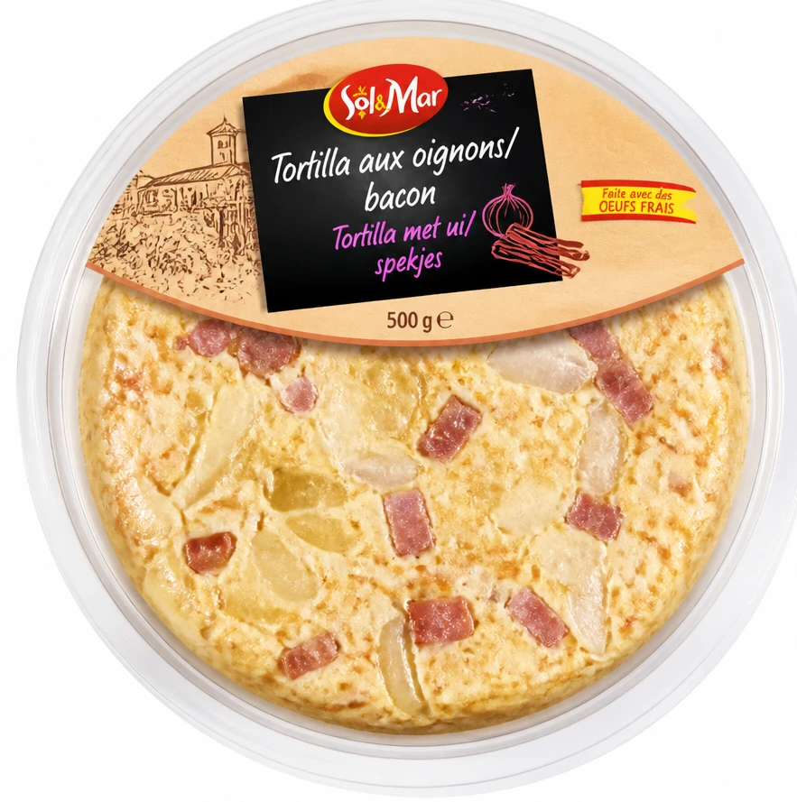 Tortilla aux oignons/bacon
