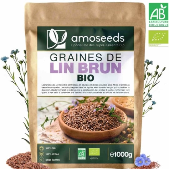 Graines De Lin Brun Bio 1kg AMOSEEDS