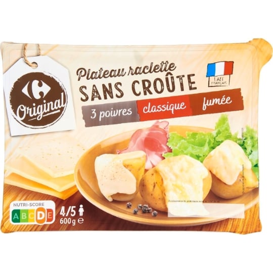Fromage à Raclette en Tranches 3 Poivres Classique et Fumée sans Croûte CARREFOUR ORIGINAL