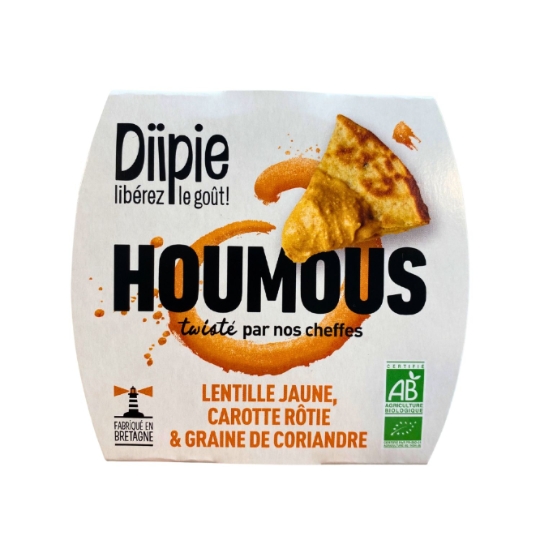 Houmous Lentille Jaune, Carotte Rôtie & Graine de Coriande Bio DIIPIE