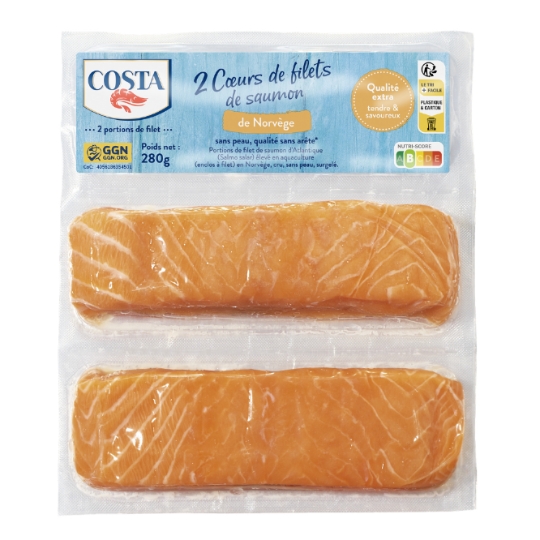 Cœurs de Filets de Saumon de Norvège Sans Peau Surgelés COSTA
