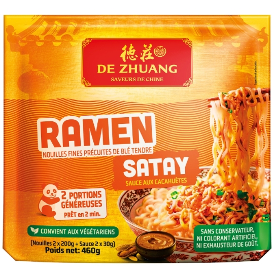 Ramen Nouilles Fines Précuites de Blé Tendre Satay Sauce aux Cacahuètes DE ZHUANG