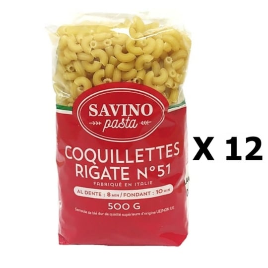 Lot 12x Pâtes Coquillettes Rigate N°51  - Savino Pasta - Paquet 500g SAVINO PASTA