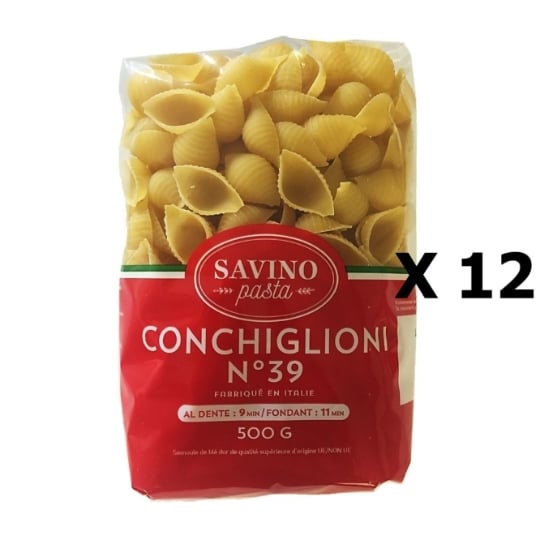 Lot 12x Pâtes Conchiglioni N°39  - Savino Pasta - Paquet 500g SAVINO PASTA