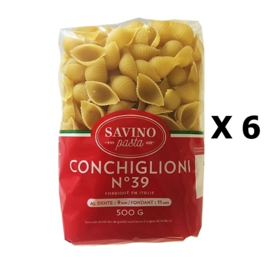 Lot 6x Pâtes Conchiglioni N°39  - Savino Pasta - Paquet 500g SAVINO PASTA