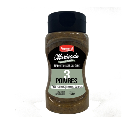 Marinade Elaborée dans le Sud-Ouest aux 3 Poivres pour Viandes, Poissons & Légumes AYMARD