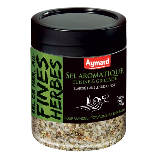 Sel Aromatique Ail et Fines Herbes pour Cuisine & Grillade Elaboré dans le Sud-Ouest AYMARD