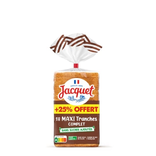 Pain de mie Complet Sans Sucres Ajoutés JACQUET