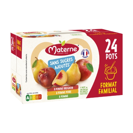 Compote Pomme,Pomme Poire, Pomme Brugnon MATERNE