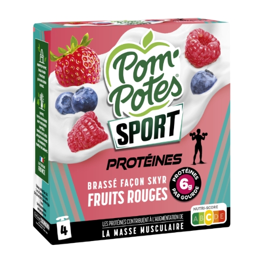 Compote Protéines Brassé Fruits Rouges POM'POTES