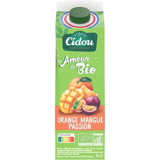 Jus de Fruits Un Amour de Bio Orange Mangue Passion CIDOU