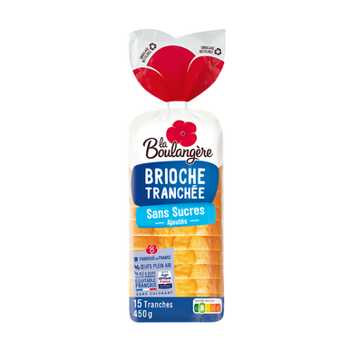 Brioche tranchée sans sucres ajoutés LA BOULANGERE 450g