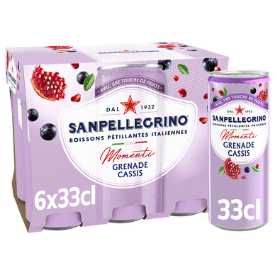 Boisson Eau Gazeuse aromatisée Grenade Cassis SAN PELLEGRINO MOMENTI -6x33cl