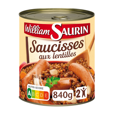 Saucisses fumées aux lentilles WILLIAM SAURIN 840g
