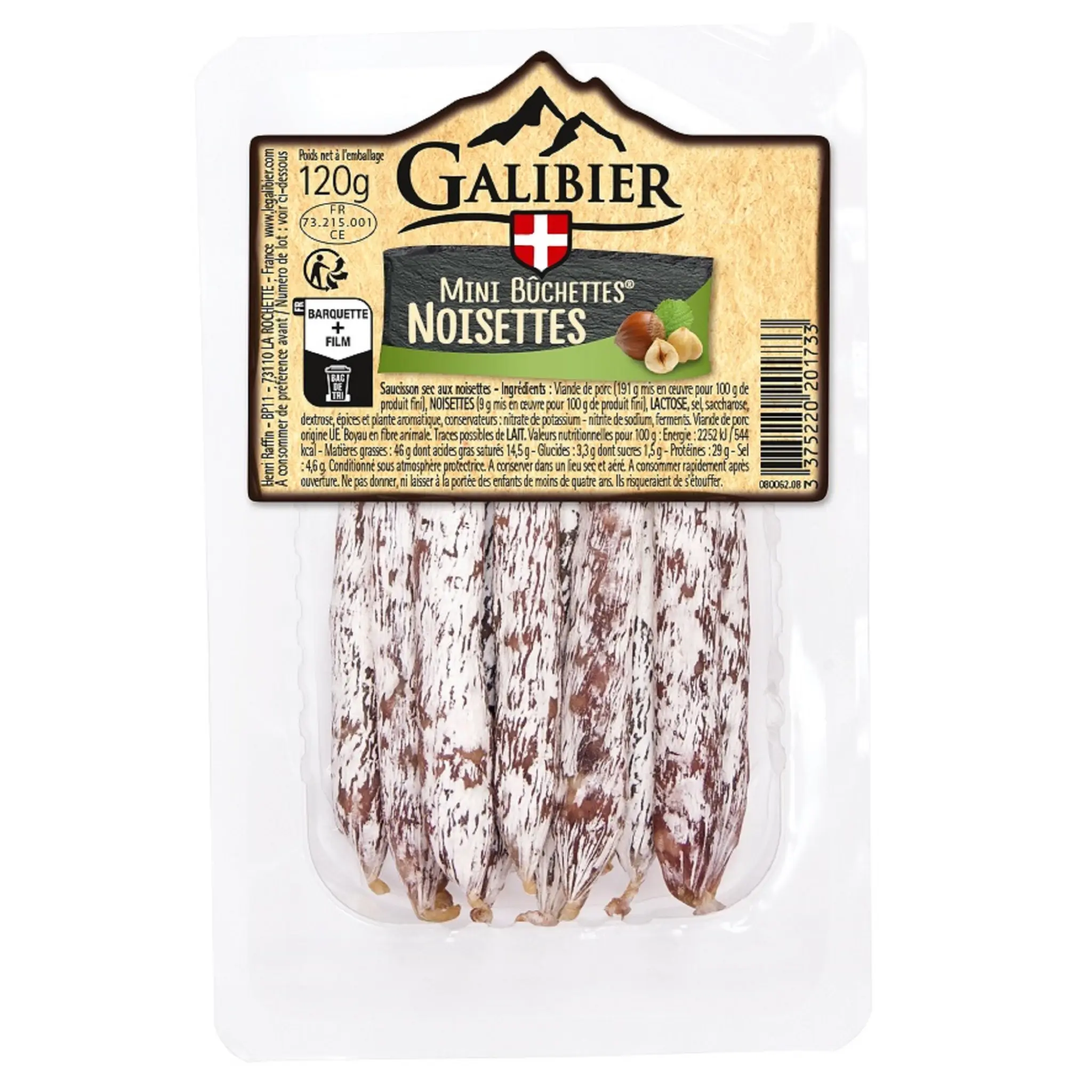 GALIBIER Les Mini Bûchettes de saucisson sec aux noisettes