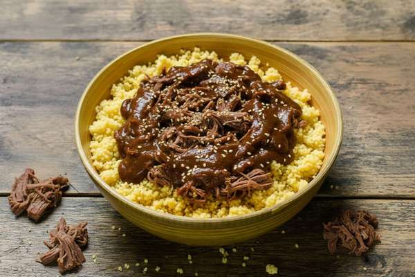 Boeuf effiloché, semoule et sauce mole, Frichti (340 g)
