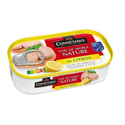 Connetable Foie de morue au citron MSC en conserve, 121g