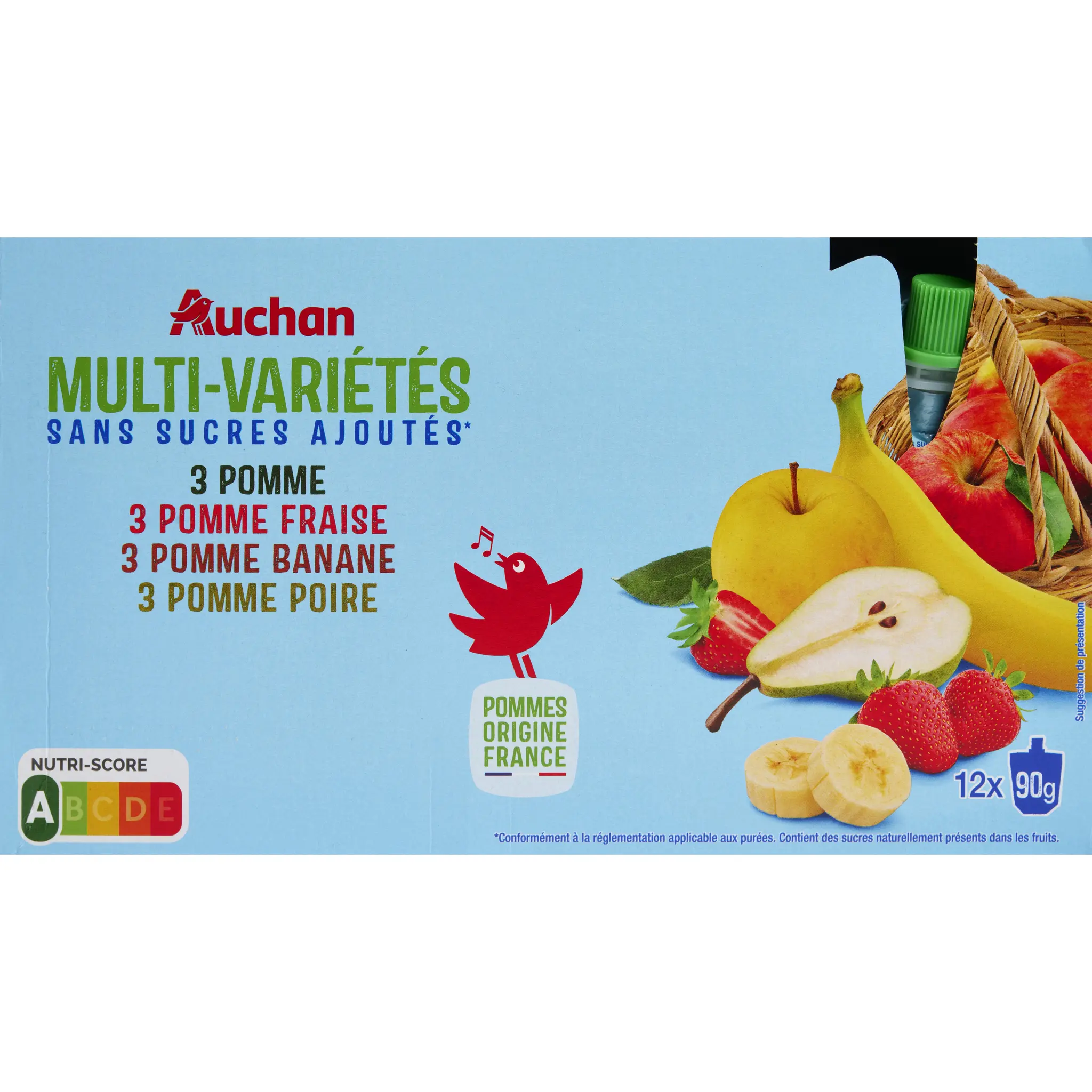 AUCHAN Purée multivariétés en gourdes