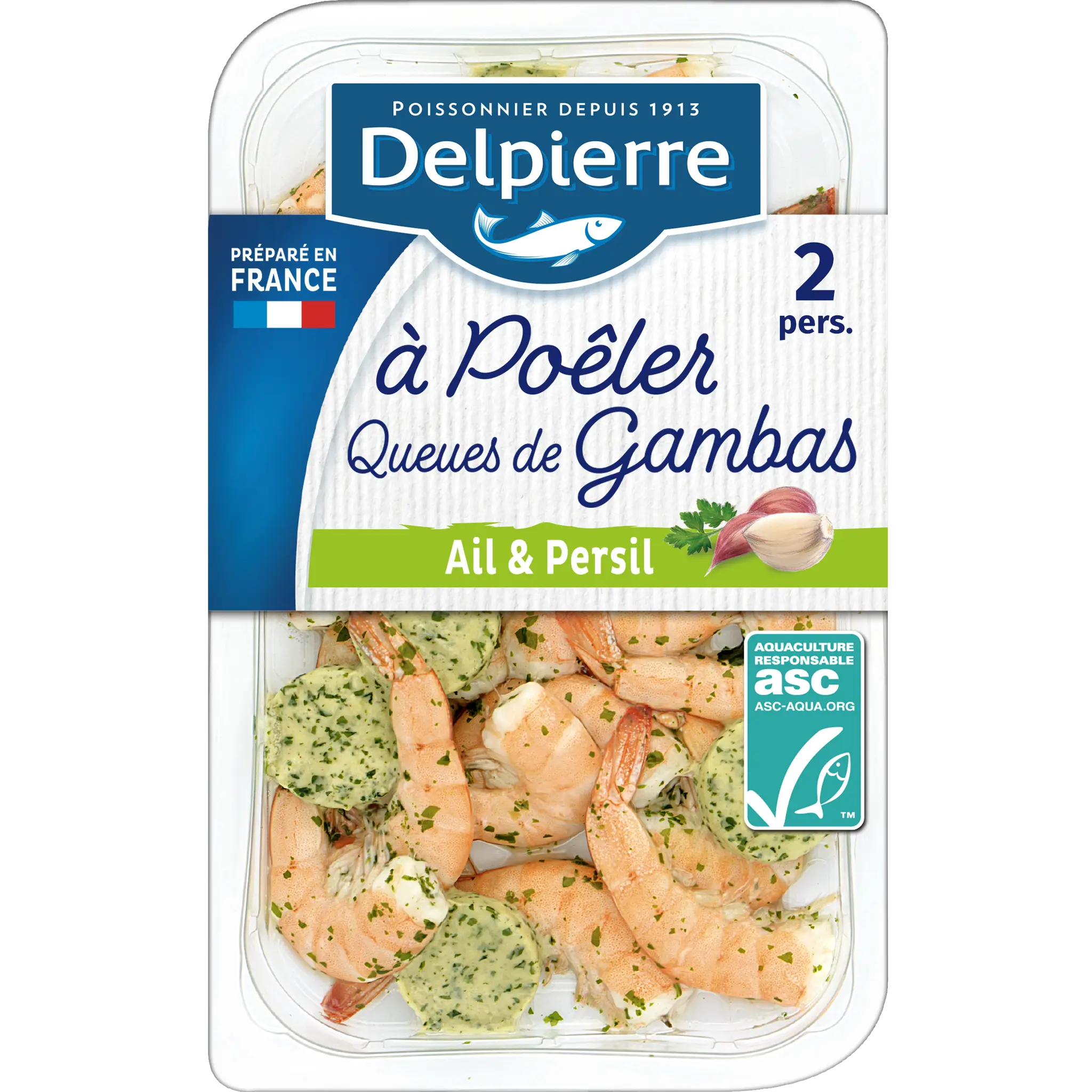 DELPIERRE Queues de crevettes marinées ail et persil à poêler