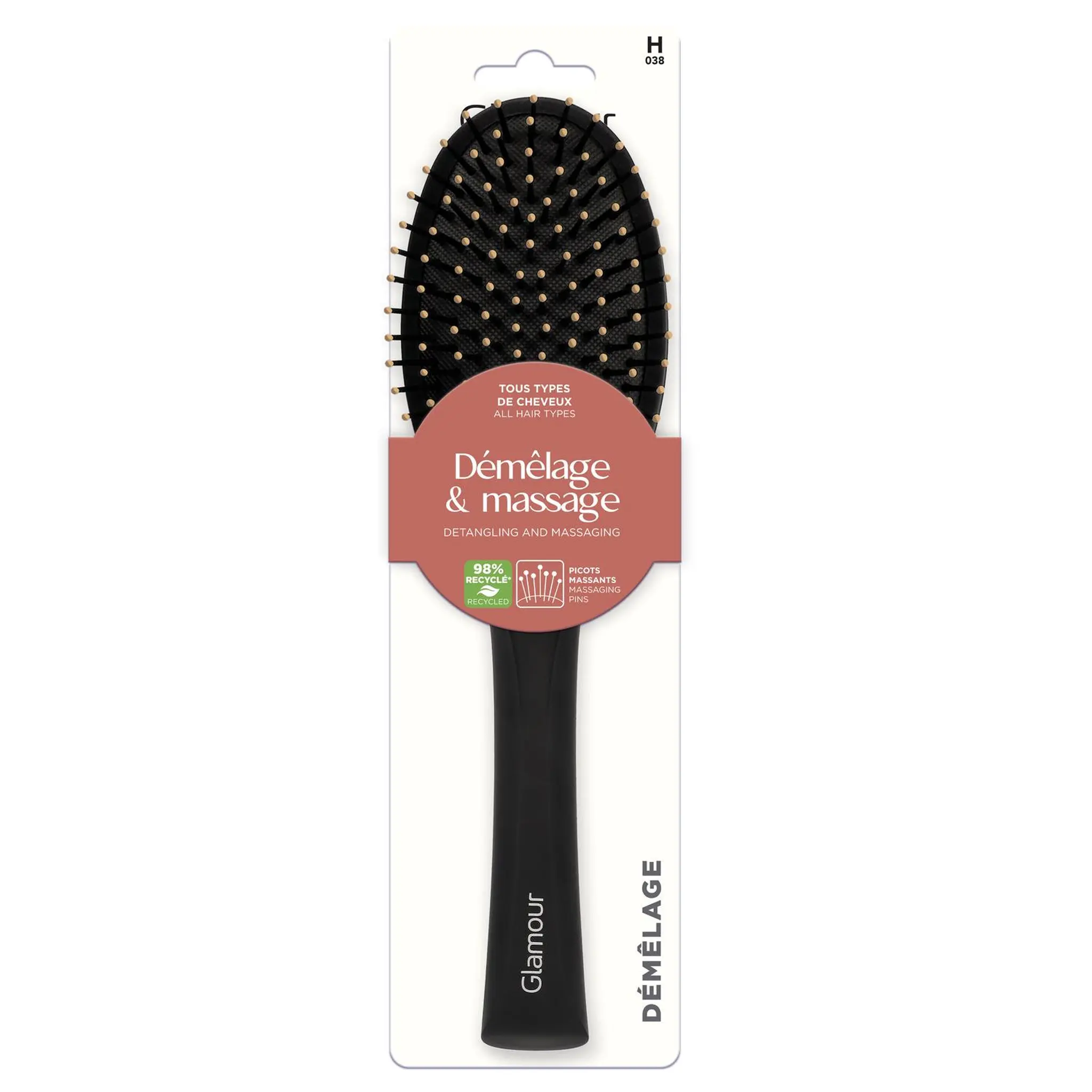 GLAMOUR PARIS Brosse à cheveux démêlage et massage