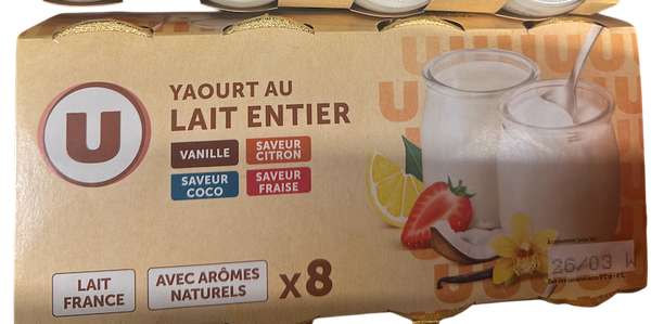 Yaourts au lait entier panachés, U (8 x 125 g)