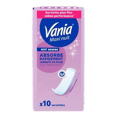 Serviettes hygiéniques maxi nuit, Vania (x 10)