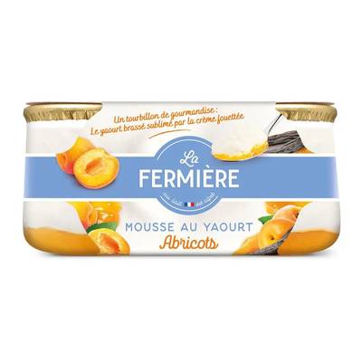 La Fermière Mousse au yaourt sur lit d'abricot, 2x90g