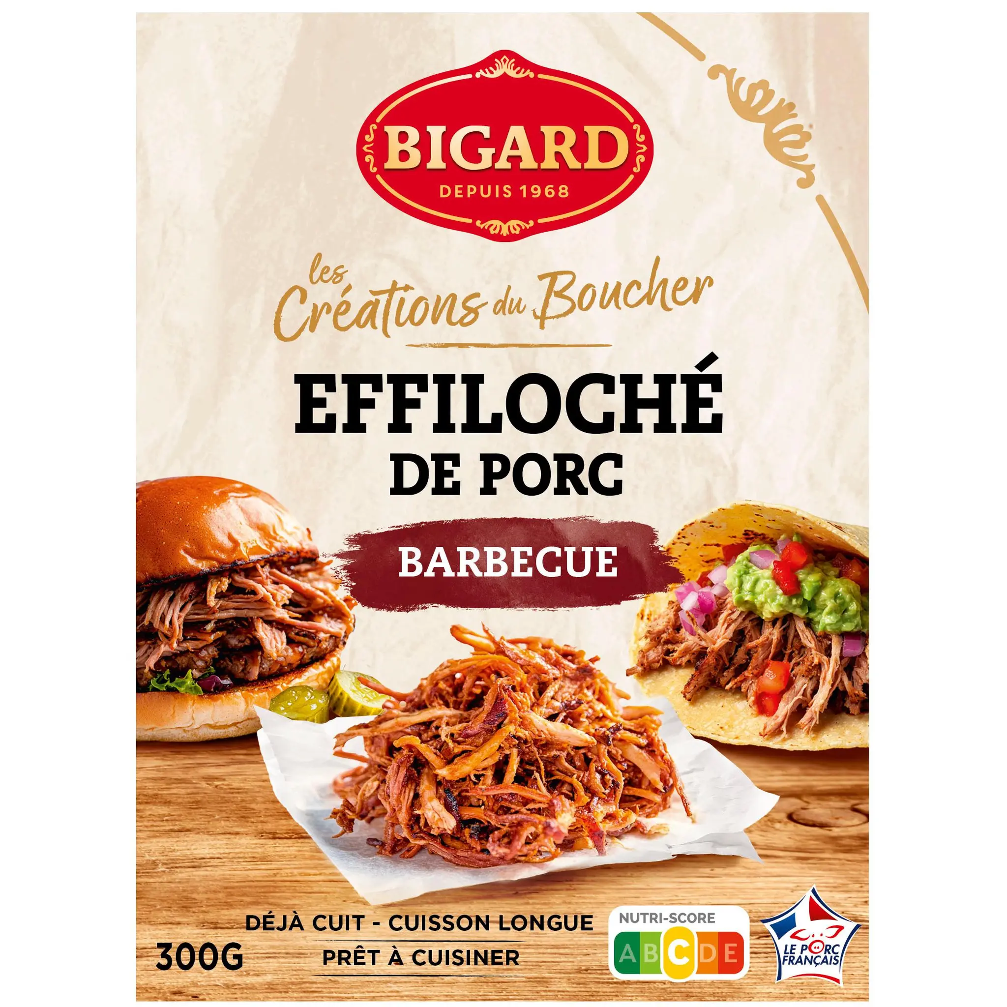 BIGARD Effilochés de porc cuit barbecue
