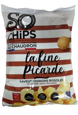 Chips artisanales cuites au chaudron saveur oignons rissolés, So Chips  (125 g)