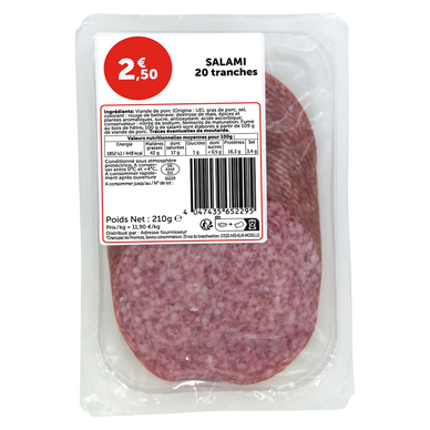 Salami, 20 tranches, 210g