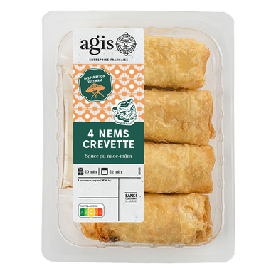 Nems crevettes + sauce nuoc-mam AGIS, 4 pièces, 280g