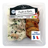 Poulet et rostis sauce emmental et parmesan, LECHEF, 1 part, 300g