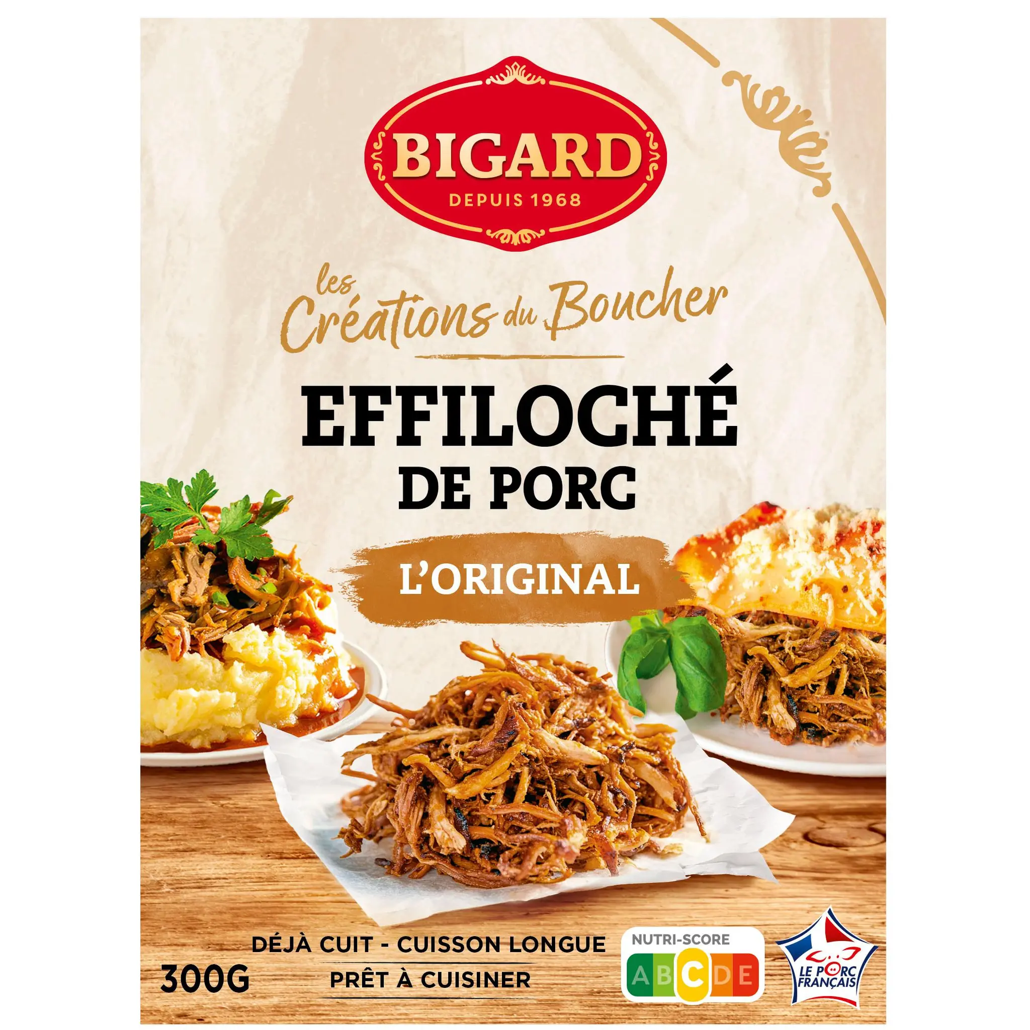 BIGARD Effiloché de porc cuit nature
