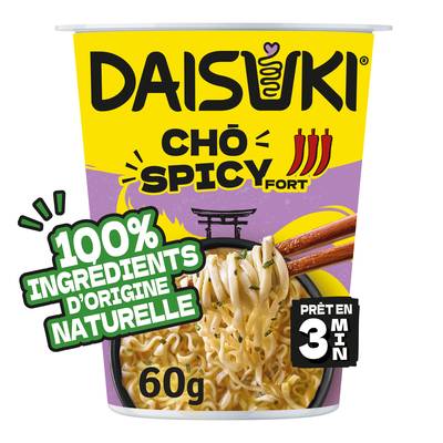 Daisuki Nouilles Instantanées Saveur Cho Spicy Ramen en cup, 60g
