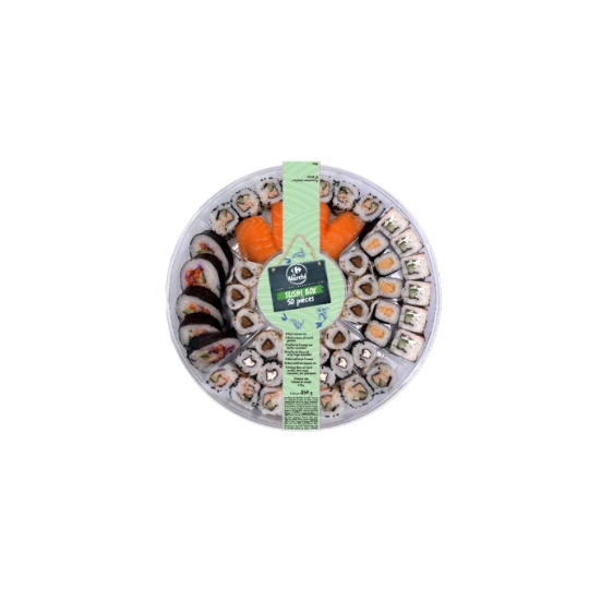 Sushis Box + 3 Sauces Soja + 1 Sachet de Wasabi + 4 Pics CARREFOUR LE MARCHE