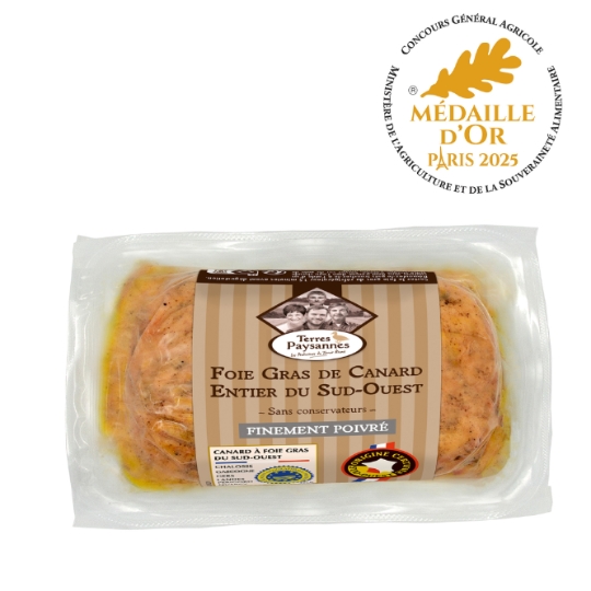Foie Gras de Canard Entier du Sud-Ouest Finement Poivré I.G.P. TERRES PAYSANNES