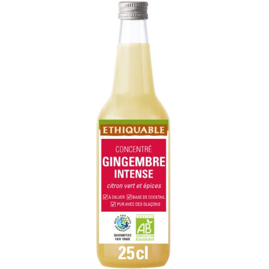 Sirop Concentré de Gingembre Intense Citron Vert et Epices à Diluer Bio ETHIQUABLE